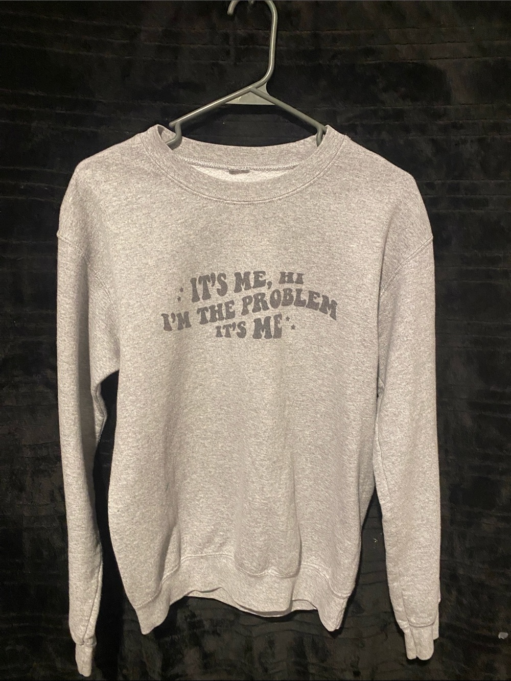 Taylor Swift Gray Crewneck Sweatshirt with Text Graphic